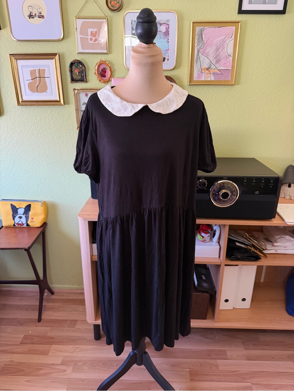 ASOS Black Wednesday Addams Peter Pan Collar Dress - Size 20